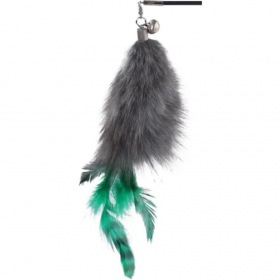 Играчка за котка Flamingo Nouk Dangler 61–186 см - въдица с плюш, пера и звънче, 